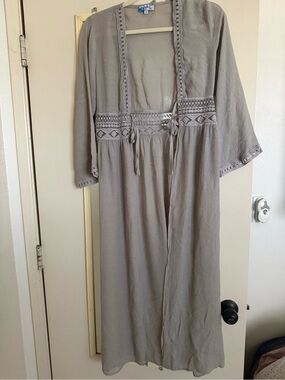 Rebellion Light Taupe Sheer Open Front Top